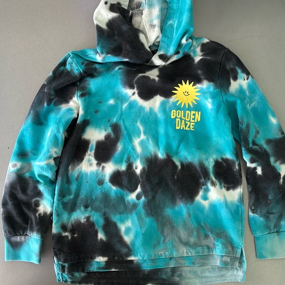 Boys Youth Hoodie 8/10 tye-dye blue white navy